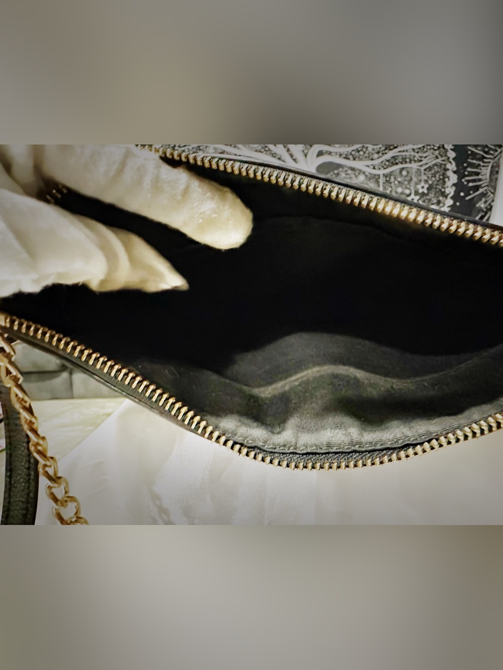 COACH Black Signature Monogram Chain Crossbody with Pearl Accent - Picture 15 of 17